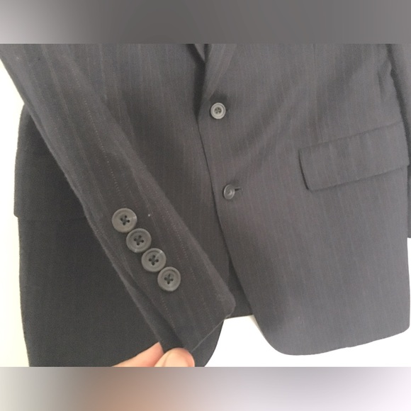Vintage Austin Reed Wool 2 Button Men's Blazer Black Pin Stripe - Picture 2 of 16